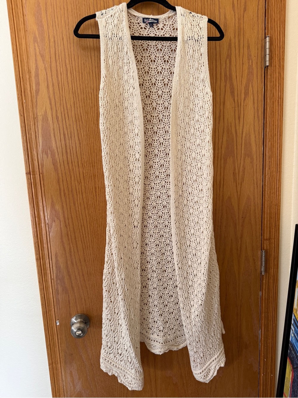 Open-Knit Crochet Cardigan in Cream
